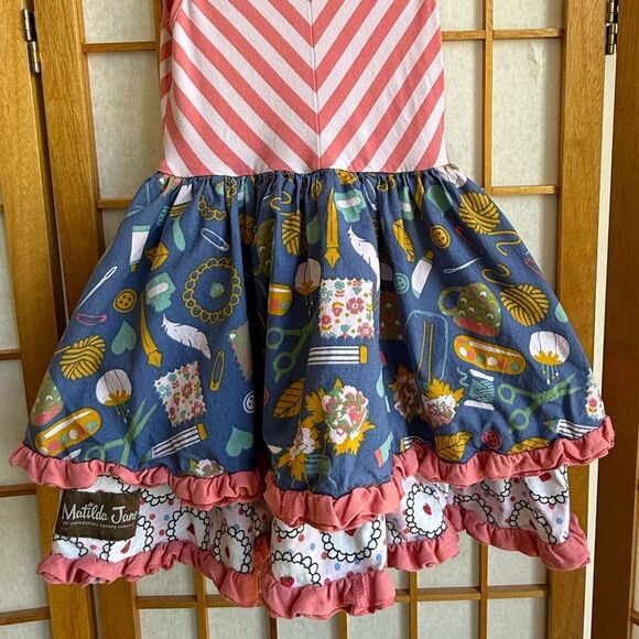 Matilda Jane Girl's Work Of Heart Tiered Ruffle Hem Dress in Multi | Size 4 - Picture 6 of 9